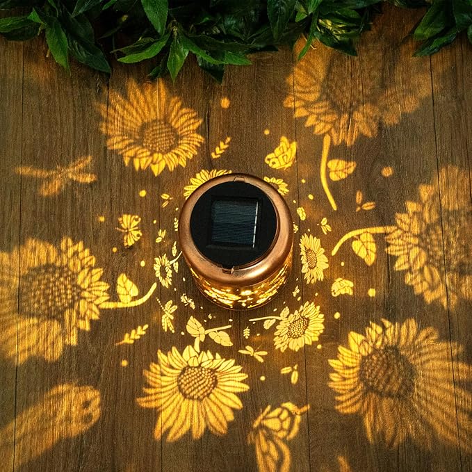 2 Packs Sunflower Solar Lanterns Outdoor Waterproof, Birthday Sunflower Gifts for Women, Mom, Metal Hanging Solar Lights Outdoor for Patio Porch Yard Backyard Garden Decor