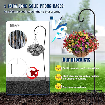 Ottsuls Shepherd-Hooks Adjustable for Bird-Feeder Lantern Plant-Hook Garden-Stake - Plant Stand Hanger for Outdoor Flower Basket, Bird Feeder Hanger Weddings Décor