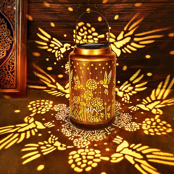 Hummingbird Solar Lantern Set, Charming Porch Lighting