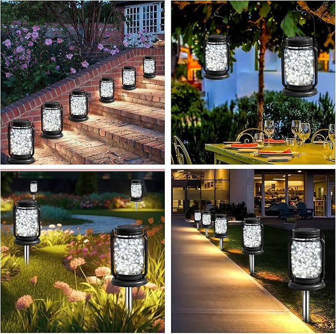 Garden Solar Lantern Set 4-Pack, Decorative Porch Lighting