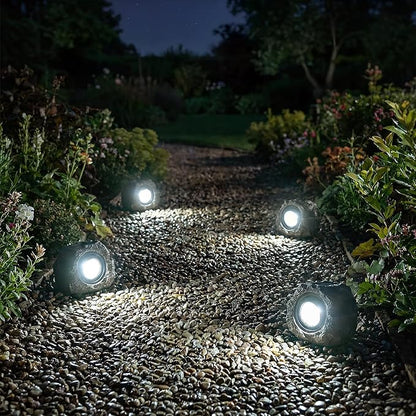 Solar Rock Lights Outdoor – 2 Pack Waterproof LED Landscape Garden Spotlights, Realistic Stone Design, Wireless Solar Powered Pathway Lights for Yard, Walkway, Patio & Lawn Decoration (Auto On/Off)