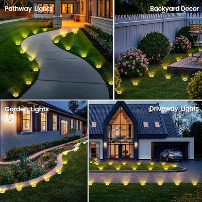 20 Pack Small Solar Ground Lights, Pathway Lights Waterproof, Outdoor Solar Light for Garden, Driveway, Walkway, Backyard (Warm White)