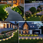 16-Pack Solar Ground Disk Lights, Warm White Waterproof LED