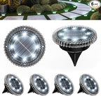 6-Pack Cool White Flat Solar Garden Lights, Waterproof LED
