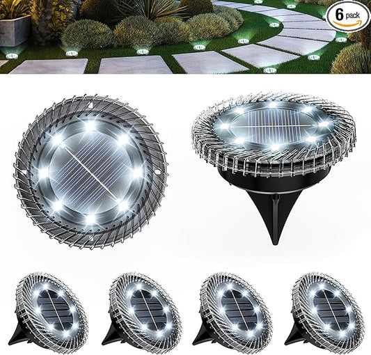 6 Pack Small Solar Ground Lights, Pathway Lights Waterproof, Outdoor Solar Light for Garden, Driveway, Walkway, Backyard (Cool White)