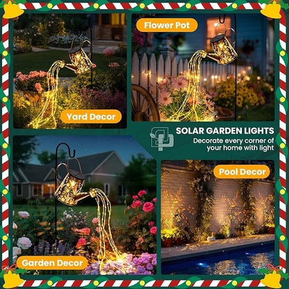 Solar Lights Outdoor Garden Decor, Large Lanterns Watering Can Lights Gardening Gifts for Mom Women Grandma Birthday, Hanging Lights Outdoor Decoration for Yard Porch Patio Backyard