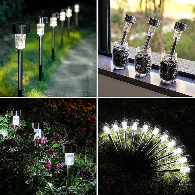 12-Pack Solar Pathway Lights, IP44 Waterproof LED Garden Lights