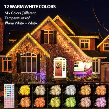 33FT Rope Lights Outdoor Color Changing, Warm White Rope Lighting 100 LED String Lights Plug in with Remote, 30 Colors Rope Light for Indoor Garden Patio Camping Room Landscape Tree Christmas Décor