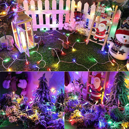 Lomotech Battery Operated Christmas Lights - 2 Pack Total 33ft 100LEDs String Lights 8 Modes Waterproof with Timer for Home, Garden, Party, Holiday, Tree Decoration (Clear Wire, Multicolor)