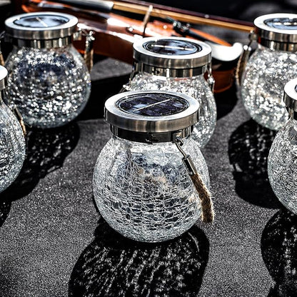 Cooo Christmas Gifts 2 Pack Solar Lanterns Waterproof Outdoor Heavy Crackle Glass a Big Warm LED Stainless Steel Lid 215% Solar for Women Mom Grandma Landscape Path Lights Garden Yard Backyard Decor