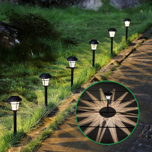 12-Pack Flat Solar Walkway Lights, Waterproof LED