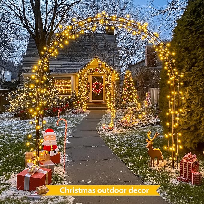 JMEXSUSS 33ft 100 LED Warm White Christmas Lights Outdoor, Battery Power String Lights Waterproof, Twinkle Fairy Mini Lights with 8 Modes Remote Indoor (Pack of 2)