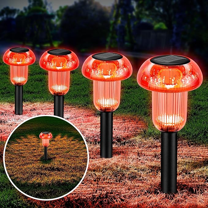 Red Solar Pathway Lights 4-Pack, Walkway LED