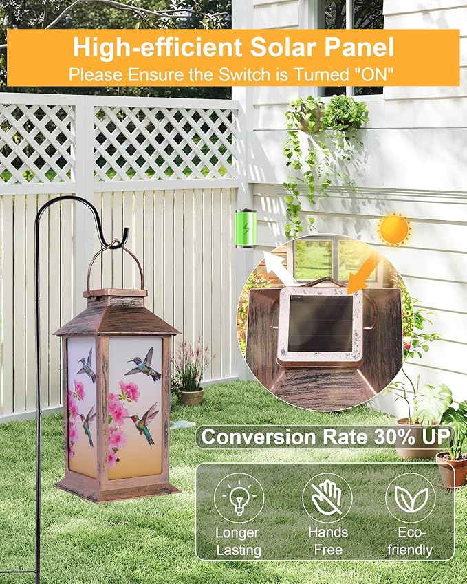 Solar Hummingbird Lanterns, Porch Hanging LED Decor