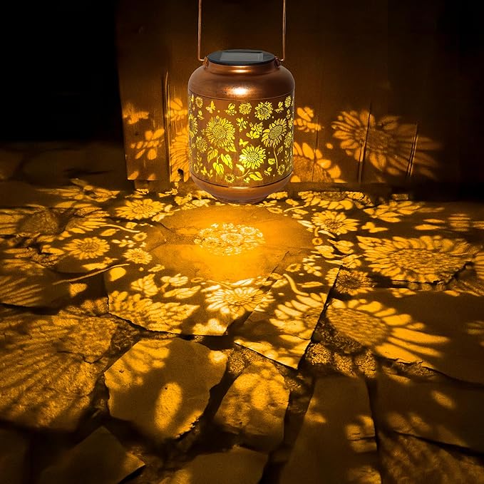 Sunflower Solar Lantern Set, Metal Porch Lighting