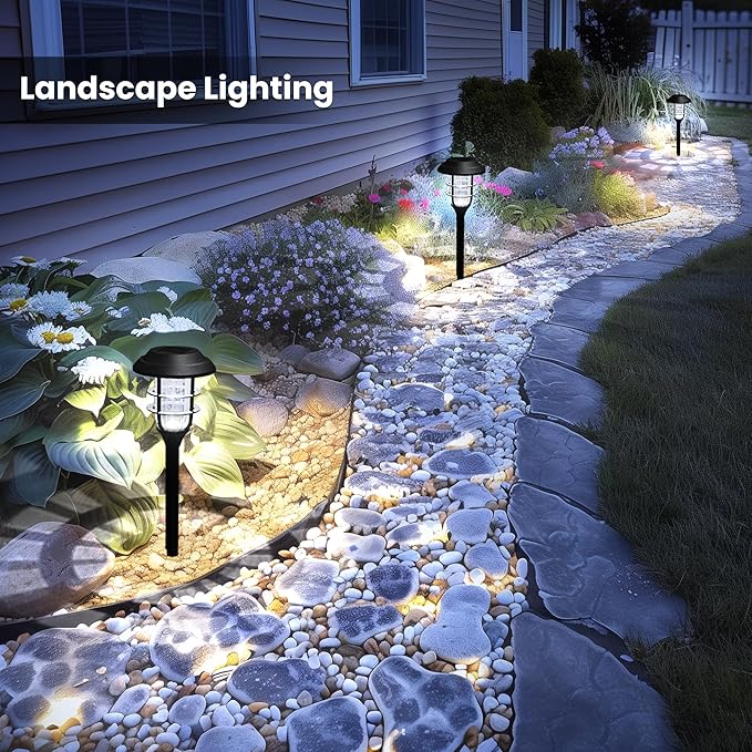 Cold White Solar Pathway Lights 12-Pack, Garden LED