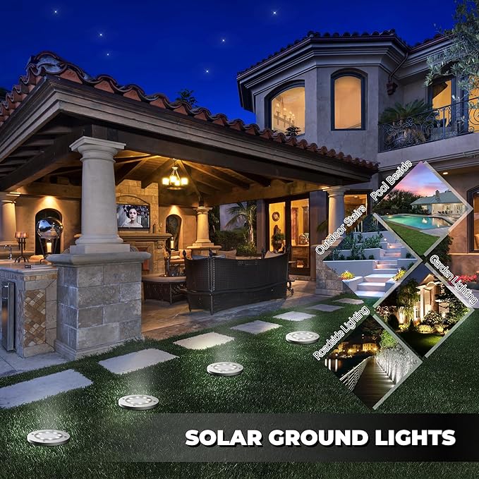 Solar Lights Outdoor 16 Pack, Solar Garden Outdoor Waterproof Pathway Lights Bright In-Ground Light Outdoor Lighting Decor for Lawn, Patio, Yard, Driveway, Step and Walkway White Light