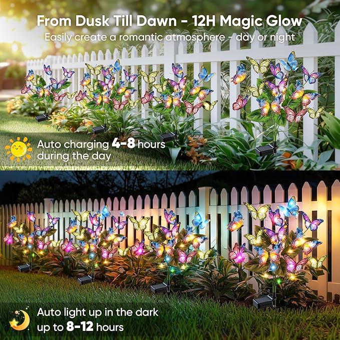 Solar Yard Path Lights 2-Pack, IP65 Waterproof