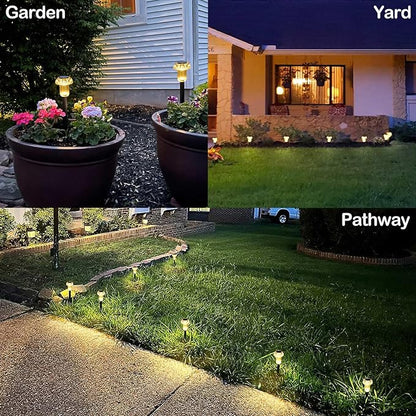 Solar Lights Outdoor 8 Pack Solar Pathway Lights Outdoor 3000K Warm White LED Waterproof Mushroom Lighting Stake for Outside, Yard, Garden, Path, Lawn, Driveway, Patio, Landscape Decorations