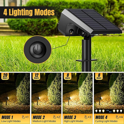 Solar Spot Lights Outdoor, [10 pack/118 LED] 4 Modes Auto On/Off Solar Landscape Spotlights, Ip67 Waterproof Solor Powered Pathway Lights for Outside Yard Garden Walkway Tree Patio (Warm White)