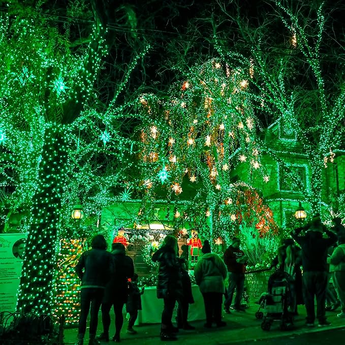 Dazzle Bright Fairy Lights Battery Operated, 4 Pack Total 80FT 240LED Silver Wire Waterproof String Lights, St. Patrick's Day Christmas Decorations for Indoor Outdoor Bedroom Yard Decor, Green