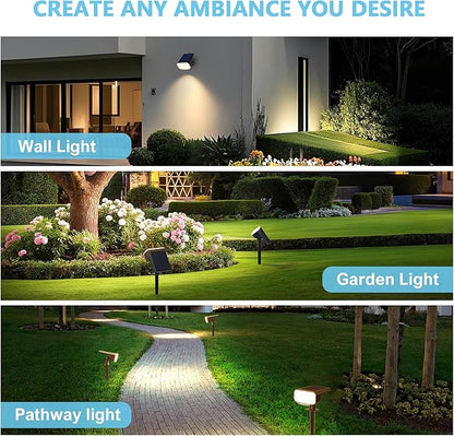 Solar Lights Outdoor Waterproof IP65,Auto On/Off, 2700K 2 Lighting Modes, Super Bright LED, Solar Powered Yard Garden Solar Spot Lights for Outside Landscape -6 Pack