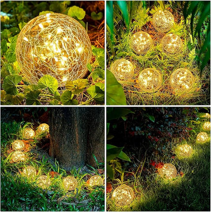 Honoson Solar Globe Lights Outdoor - Waterproof Cracked Glass Balls for Garden, Patio, Lawn & Yard, Warm White Solar LED Lights with Easy Installation & Durable Design(4.7 Inch,4 Pieces)