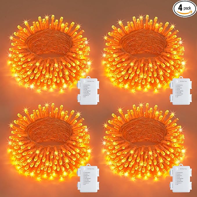 Halloween Fairy Lights 4-Pack, 5ft 50 LED Battery Twinkle Lights