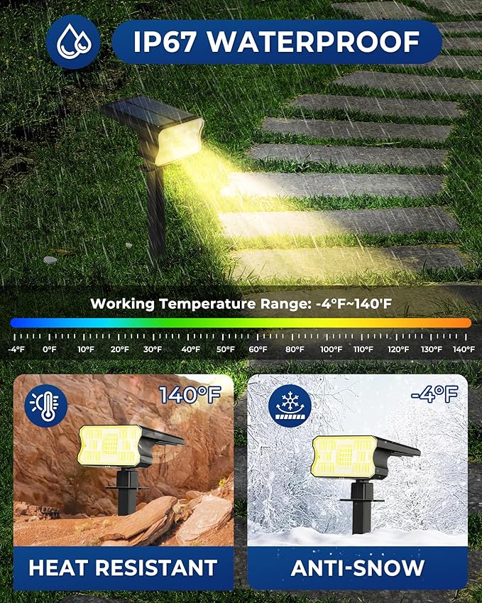 60 LED Solar Garden Spotlights 4-Pack, LED