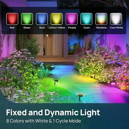 Linkind Solar Lights Outdoor Waterproof IP65, StarRay RGB Solar Spot Lights Outdoor, Color Changing Outdoor Solar Lights for Yard, Garden, Pathway, Easter Decor (Multicolor, 2 Pack)
