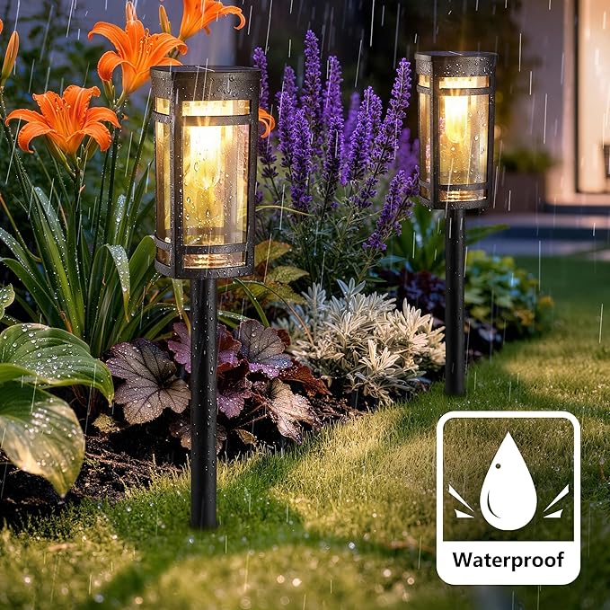 6 Pack Outdoor Solar Pathway Lights - Solar Landscape Lights Outdoor Walkway Solar Garden Lights for Lawn, Path, Yard Decor (Warm White)