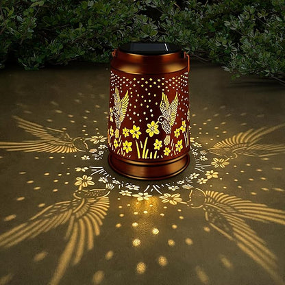 KY&BOSAM Solar Lanterns Outdoor Waterproof Hummingbird Lantern Garden Decor Birthday Gifts for Women Mom Solar Lanterns for Outside Hanging LED Metal Openwork Lights for Yard Backyard Porch Pathway