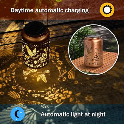 Hummingbird Solar Lanterns Outdoor Waterproof, Birthday Gifts for Women, Mom, Hummingbird Gardening Gifts, Hanging Decorative Solar Lanterns for Patio/Yard/Garden Decor
