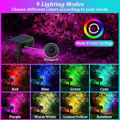 Sucolite 6-Pack Solar Spot Lights Outdoor Waterproof IP65, 3 Lighting Modes 2-in-1 Solar Landscape Spotlights for Yard, 59 LED Solar Powered Wall Lights for Garden Pathway Driveway Walkway, Multicolor