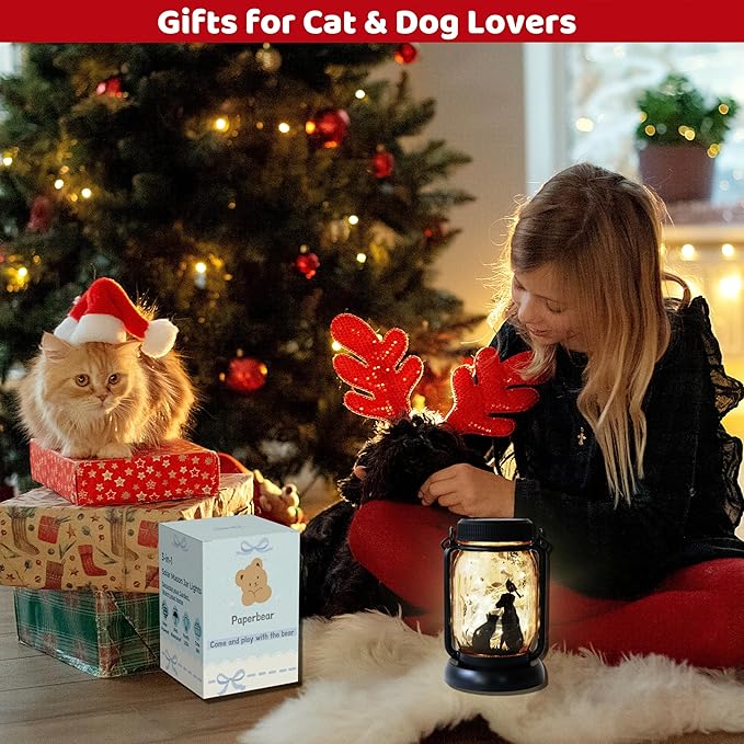 Cat Dog Solar Lanterns, Outdoor Solar Lights, Cat Lamp, Dog Lamp, Garden Decor, Patio Decor, Gifts for Cat Lovers, Gifts for Dog Lovers, Cat Memorials, Dog Memorials, Cat Dog Gifts, Gifts for Girl