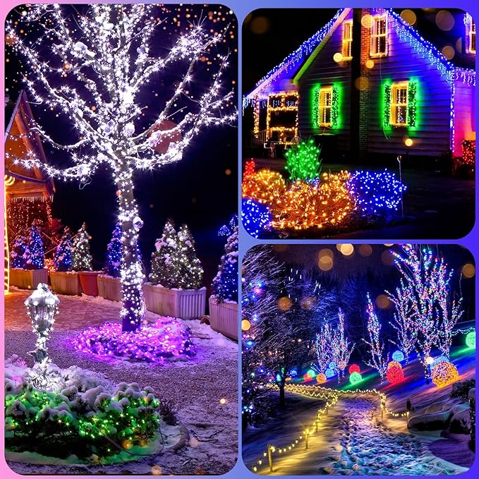33ft Multicolor Outdoor Edison String Lights, Weatherproof
