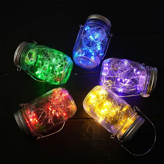 10-Pack Solar Mason Jar Lid Lights, 30 LED Garden Fairy