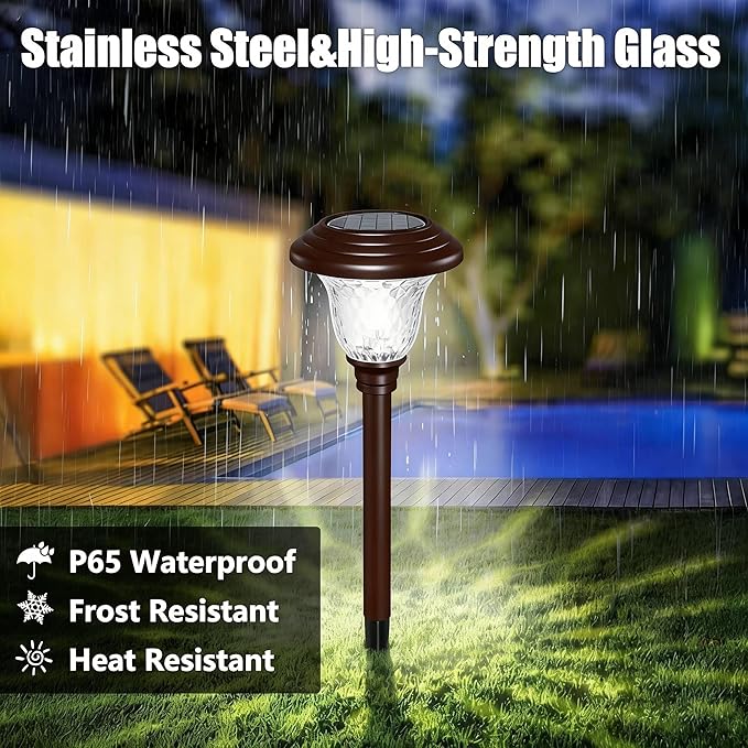 8-Pack Solar Pathway Lights, Waterproof LED Driveway Lights