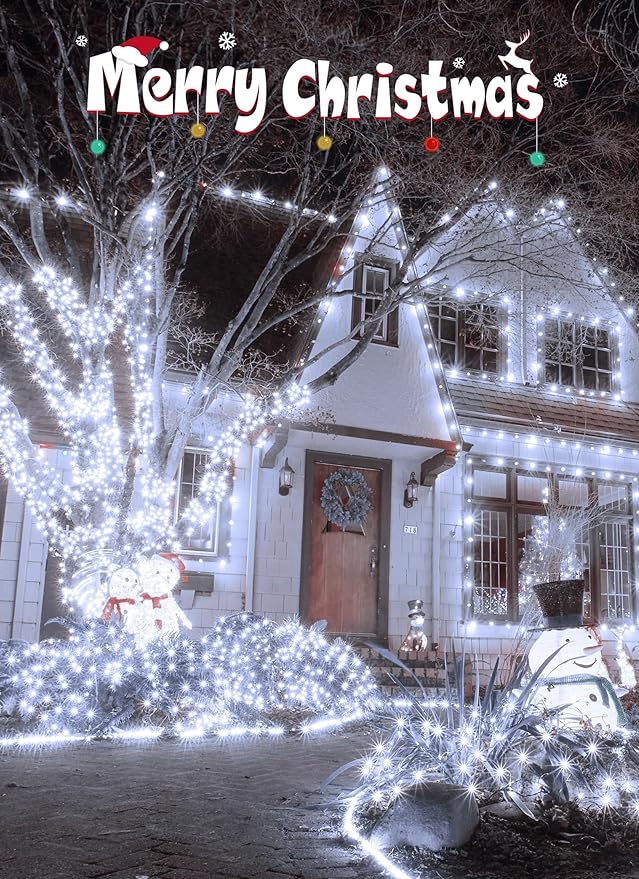2-Pack 60 LED Christmas Twinkle Lights, Waterproof for Porch