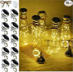 10-Pack Solar Wine Bottle Cork Lights, 20 LED Fairy