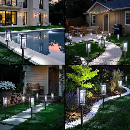 6 Pack Outdoor Solar Pathway Lights - Solar Landscape Lights Outdoor Walkway Solar Garden Lights for Lawn, Path, Yard Decor (Cool White)