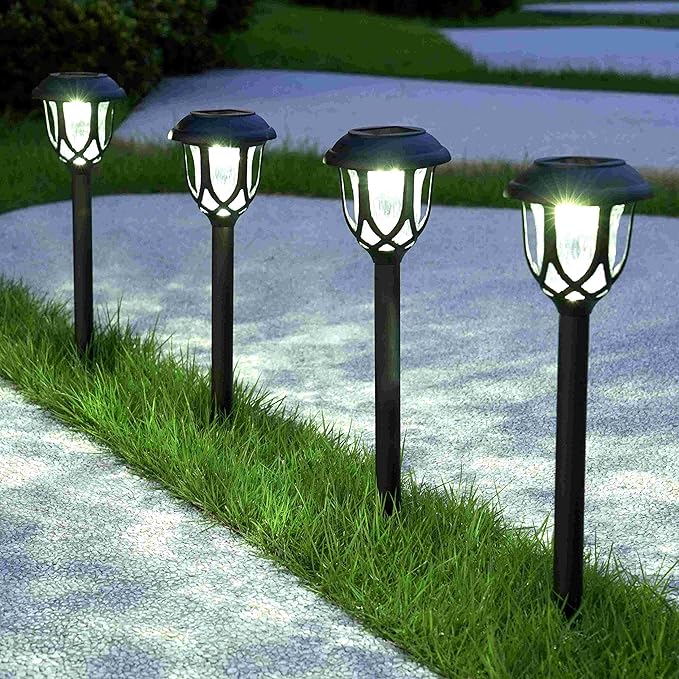 10-Pack Solar Pathway Lights, Waterproof LED Walkway Lights