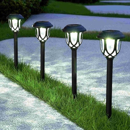 EXCMARK 10 Pack Solar Lights Outdoor Decorative, Solar Pathway Lights Outdoor, Solar Powered Garden Yard Lights for Walkway Sidewalk Driveway. (Black, Cool White)