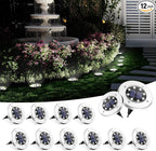 Solar Flat Disk Lights 12-Pack, Waterproof Garden