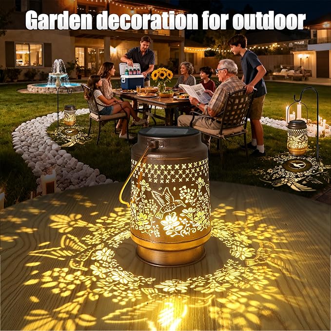 Solar Hummingbird Lanterns, Yard Hanging LED Decor