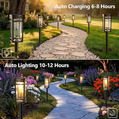 iBaycon Solar Pathway Lights, 8 Pack LED Solar Powered Garden Lights Outdoor Waterproof for Yard Path Landscape Lawn Stairway Walkway (Warm White)