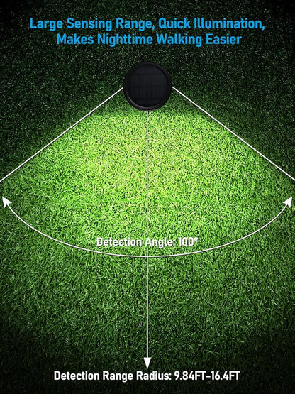 LEONLITE LED Solar Powered Motion Sensor Pathway Lights, Battery Powered Outdoor Solar Landscape Lights, Walkway Light for Yard Garden Lawn, All Night Long Lighting 6500K Pure White, Pack of 4
