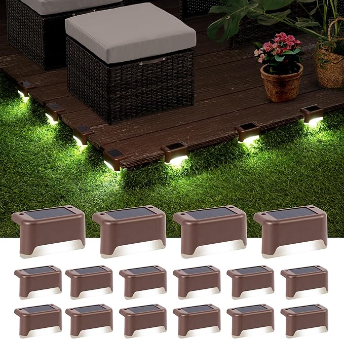 Solar Step Lights 16-Pack, Waterproof Patio