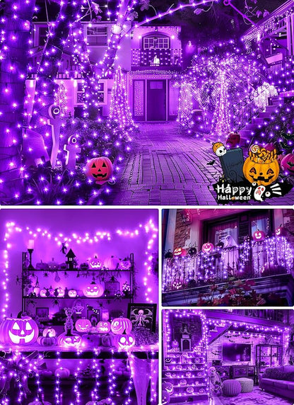 4-Pack 132ft Halloween LED String Lights, Waterproof Timer Lights