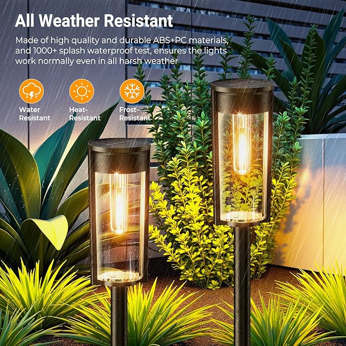 Solar Walkway Path Lights 8-Pack, IP65 Waterproof